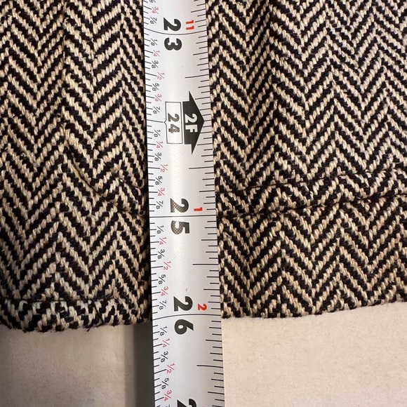 Vintage 100% Silk Ralph Lauren Women's Size 4 Herringbone Blazer Tan Black Italy - Picture 10 of 11